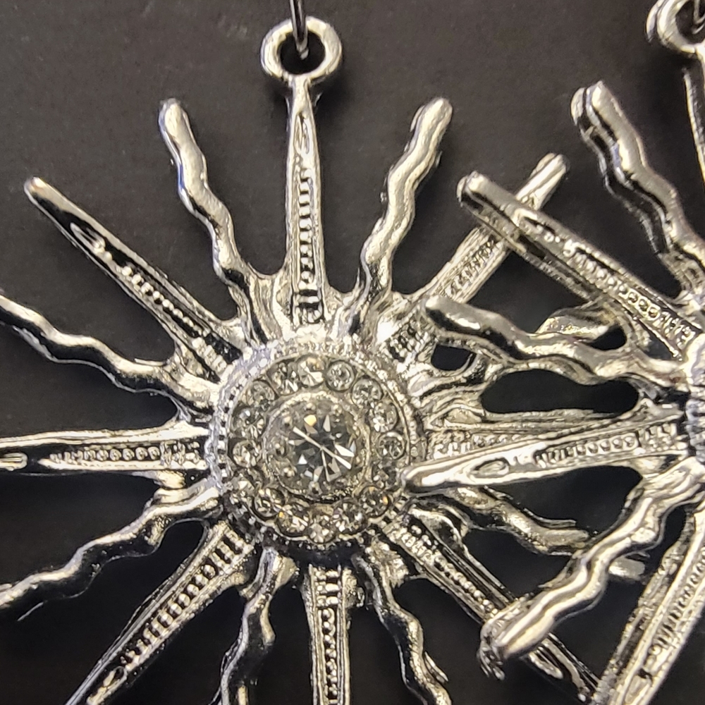 Silver Sun Shaped Earrings - Picture 2 of 2